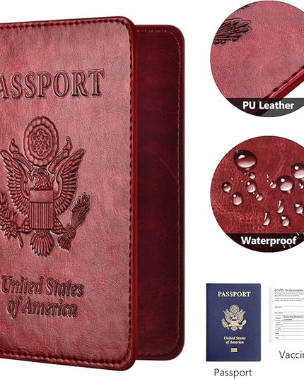 Eoehro Passport Holder for Travel Essentials-2Pack, Passport Wallet Cover Case for Travel Must Haves Accessories,Passport Book Holders for Women and Men