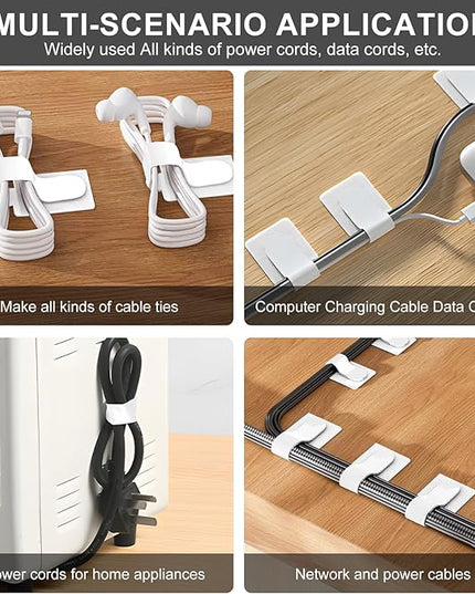 20-Pack Large Reusable Self-Adhesive Cable Ties cable management Adjustable Hook & Loop Straps for Organizing Data Cables, Wires, Headphones Under-Table Cord Management for Home, Office