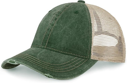 CHOK.LIDS Everyday Premium Washed Trucker Hat Unstructured Distressed Pigment Dyed Cap Adjustable Outdoor Headwear