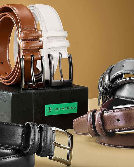 Marino’s Premium Belt Men, Genuine Leather Dress Belt for Men, Casual Mens Belt in Gift Box