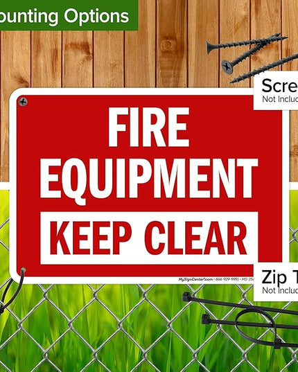 Fire Equipment Keep Clear Sign, 10x7 Inches, 55 mil thick HDPS (high density polystyrene), Made in USA by My Sign Center