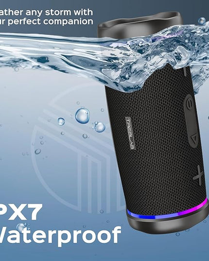 TREBLAB HD77 Bluetooth Speaker, 30W Portable Wireless Speaker with 360° Stereo Sound & Deep Bass, IPX7 Waterproof Outdoor Bluetooth Speaker, 20H Battery, TWS Pairing for Home, Beach, Pool, Camping