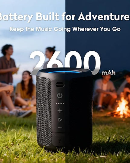 Portable Bluetooth Speaker - IPX7 Waterproof Dustproof, 15W Loud Bass Stereo, 2600mAh Playtime, BT5.3 & TWS Light,Home/Party/Outdoor/Bea