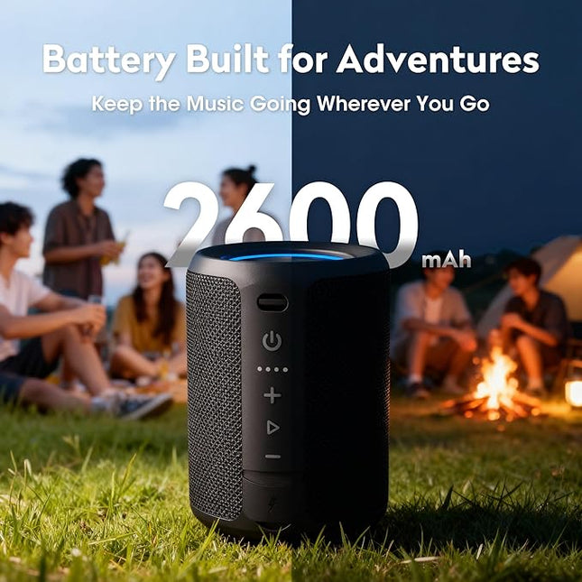 Portable Bluetooth Speaker - IPX7 Waterproof Dustproof, 15W Loud Bass Stereo, 2600mAh Playtime, BT5.3 & TWS Light,Home/Party/Outdoor/Bea