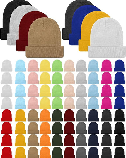 Winter Beanie Hats Bulk for Women Men Cozy Knitted Cuffed Skull Cap Soft Ski Hat for Homeless Gift Donation