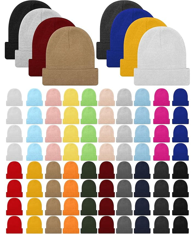 Winter Beanie Hats Bulk for Women Men Cozy Knitted Cuffed Skull Cap Soft Ski Hat for Homeless Gift Donation