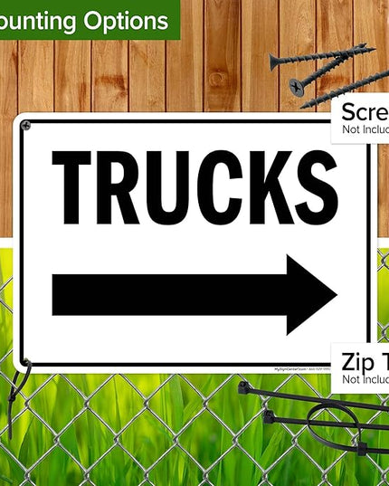 Trucks Right Sign, 10x14 Inches, 55 mil thick HDPS (high density polystyrene), Made in USA by My Sign Center