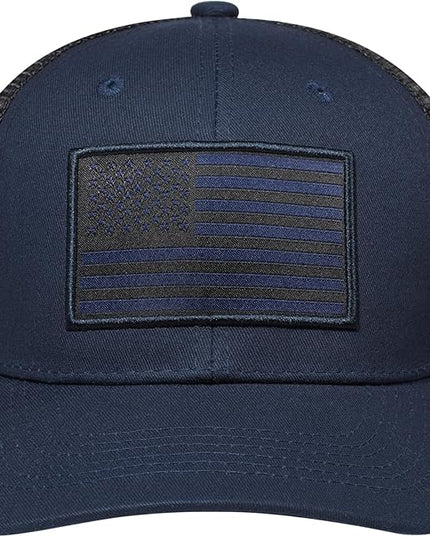 AURR American Flag Trucker Hat, Patriotic Baseball Cap for Men & Women, Breathable Mesh Adjustable Snapback, USA Flag Patch