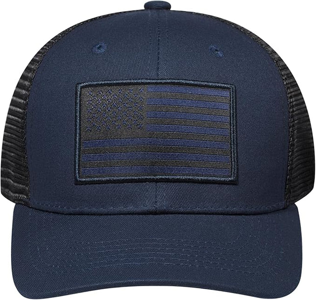AURR American Flag Trucker Hat, Patriotic Baseball Cap for Men & Women, Breathable Mesh Adjustable Snapback, USA Flag Patch