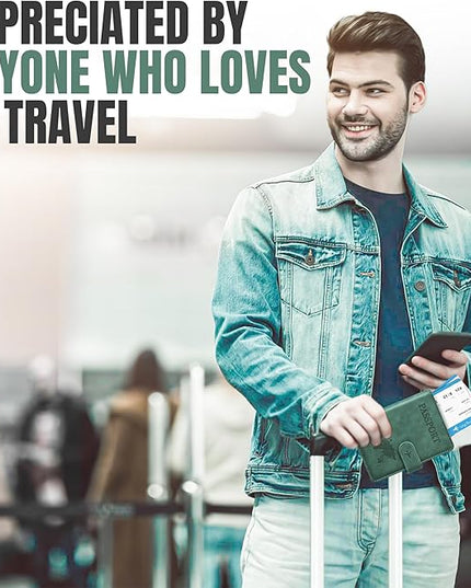 Passport Holder for Travel Essentials, Passport Wallet Cover Case for Travel Must Haves Accessories,Passport Book Holders for Women and Men BLACK (GREEN)
