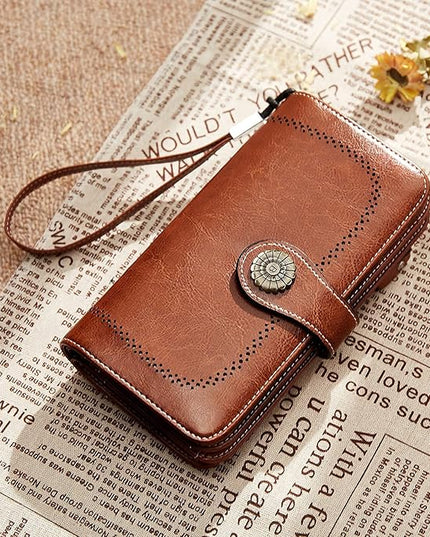 BOSTANTEN Leather Wallet for Women RFID Blocking Zip Around Credit Cards Holder Phone Clutch