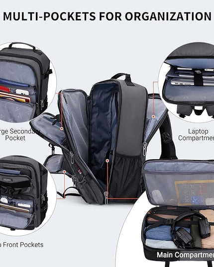 WITZMAN Carry On Travel Backpack for Men Large Convertible 45L Fit 17 Inch Laptop Backpack 3 in 1 Bag for Airline Approved(B688 Silvery Grey)