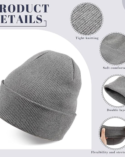JaGely 64 Pieces Winter Hats Bulk Homeless Supplies Beanie Cap Unisex Warm Knitted Cuffed Skull Cap for Women Men Homeless, 5 Colors