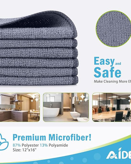 AIDEA Microfiber Cleaning Cloth-24PK, Soft Microfiber Towels for Cars, Absorbent Cleaning Rags, Lint-Free Streak-Free Wash Cloths for House, Kitchen, Window(12inx16in)