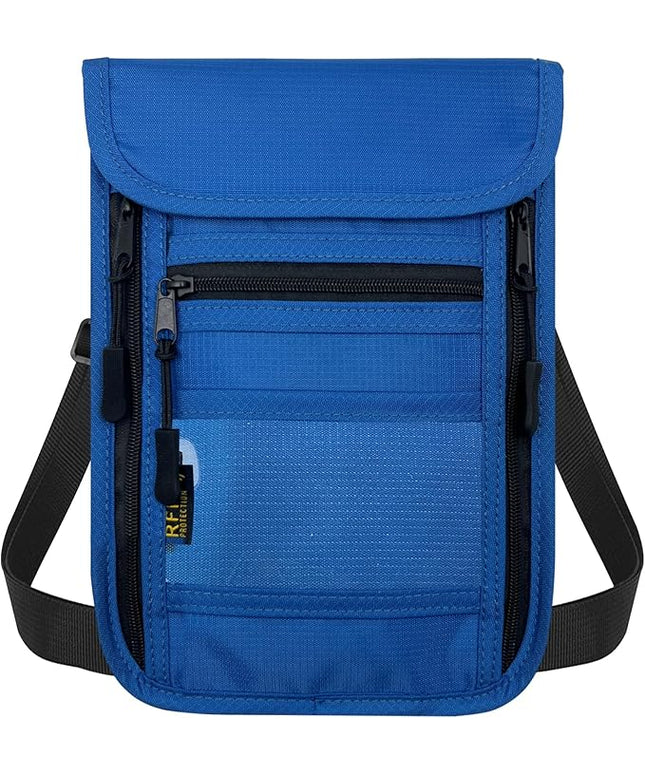 sundee Travel Neck Wallet with Double Zippers, RFID Blocking Passport Holder with Adjustable Neck Strap for Men and Women to Keep Cash, Credit Cards and Travel Documents Safe - Dark Blue