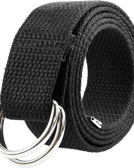 Gelante Canvas Web D Ring Belt Silver Buckle Military Style for men & women 1 or 3 pcs