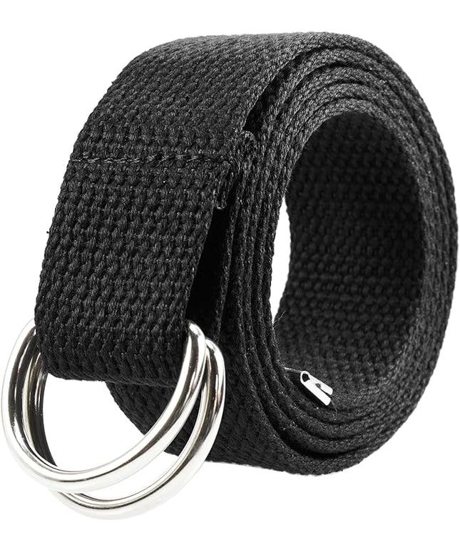 Gelante Canvas Web D Ring Belt Silver Buckle Military Style for men & women 1 or 3 pcs