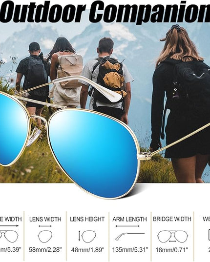 Joopin Polarized Metal Aviation Sunglasses Men, Classic Military Sun Glasses Women, Rectangle Shades UV400 Protection Costume