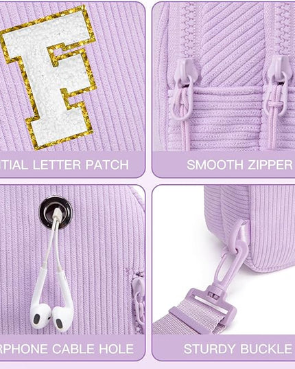 Viverte Small Corduroy Sling Bag Initial Crossbody Bag Fanny Pack for Girls Personalized Birthday Gifts for Teen Girls Gifts