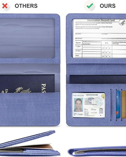 2 Pack Passport Holder For Women Kids, RFID Blocking Passport Wallet Red&Light purple