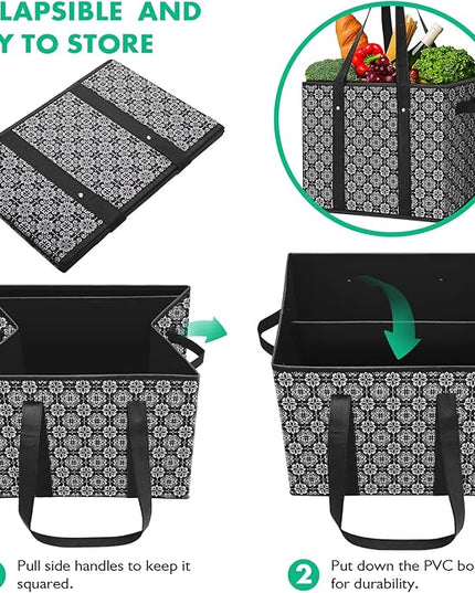 WISELIFE Reusable Grocery Bags 8 Pack,Large Grocery Tote Bag Water Resistant Shopping Bags Foldable Grocery Bag for Clothes,Shoes and Picnic,Black