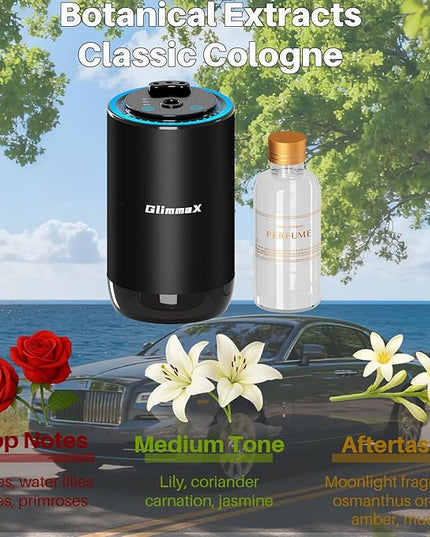 Smart Car Air Freshener Diffuser with Starry Sky Projection and 50ml Perfume, Auto On/Off Intelligent, 3 Adjustable Spray Modes Rechargeable Car Aroma Diffuser, Cologne