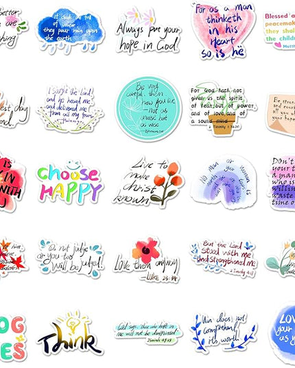 50Pcs Bible Verse Stickers Scripture Christian Decals Motivational Sticker,Scripture Inspiring Journaling Religious Study Jesus Sticker for Water Bottles Laptops Refrigerators