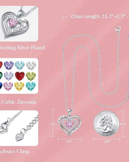 REDBEE Necklaces for Women Birthstone Heart Necklace Jewelry for Wife Girlfriend Woman Necklace