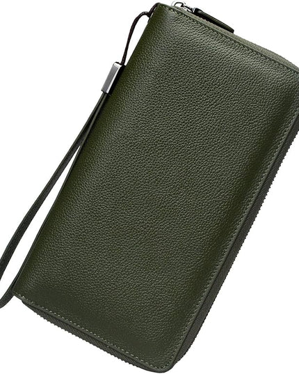Bveyzi Women RFID Blocking Wallet Leather Zip Around Phone Clutch Large Capacity Ladies Travel Purse Wristlet | RFID Blocking, Zip Around, Large Capacity