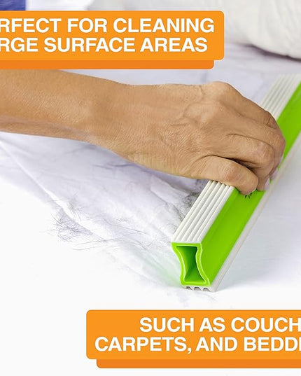 FurDozer Pet Hair Remover & Auto Detailing Tools - Cat & Dog Hair Remover for Carpets, Car Interiors, Couches, Bedding, & Pet Furniture (Green, X3 MEGA - 10" Long)