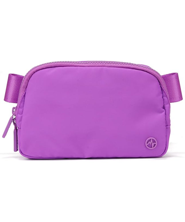 Pander Two Way Zipper Fanny Pack Nylon Everywhere Belt Bag for Women, Water Repellent Waist Packs, Crossbody Bags with Adjustable Strap (Violet).