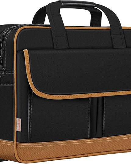 Taygeer Laptop Briefcase, 15.6 Inch Laptop Bag for Men Women, Water Resistant Crossbody Messenger Shoulder Bag for Business, Professional Premium Office Briefcase for Notebook/Computer, Black Brown