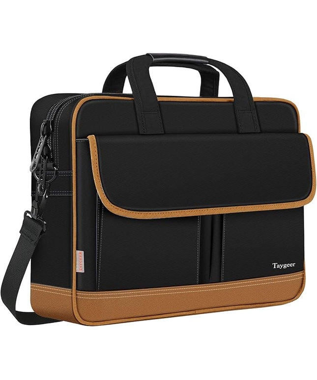 Taygeer Laptop Briefcase, 15.6 Inch Laptop Bag for Men Women, Water Resistant Crossbody Messenger Shoulder Bag for Business, Professional Premium Office Briefcase for Notebook/Computer, Black Brown
