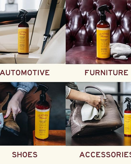 Leather Honey Leather Cleaner Spray: UV Protectant, Non-Toxic & Made in the USA Since 1968. Cleans & Protects Leather, Faux & Vinyl - Couches, Car Seats, Purses, Shoes, Bags & Tack. Safe for Any Color