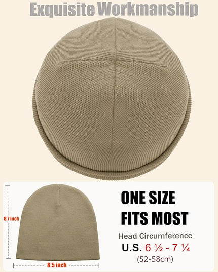 choshion 100% Cotton Beanie Hat, Cuffless Beanies Warm Knit Winter Skull Cap, Unisex Soft Fisherman Hats for Women Men
