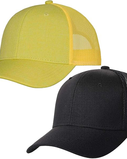 TSSGBL 2 Pack Snapback Trucker Baseball Hats Mesh Back Adjustable Blank Ball Caps for Men Women