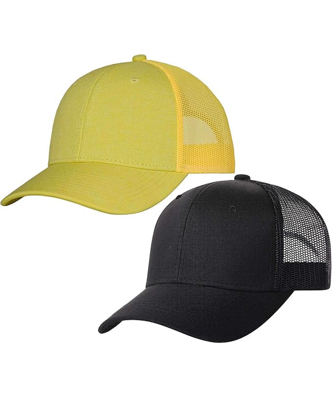 TSSGBL 2 Pack Snapback Trucker Baseball Hats Mesh Back Adjustable Blank Ball Caps for Men Women