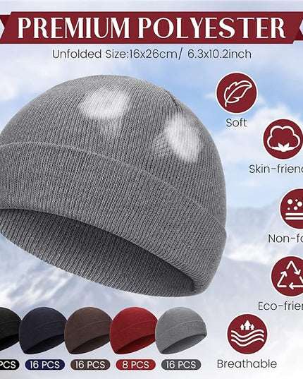 Tarpop 96 Pack Beanies Unisex Bulk for Men Women, Winter Beanie Hats Packs Knit Hat Warm Skull Cap Homeless