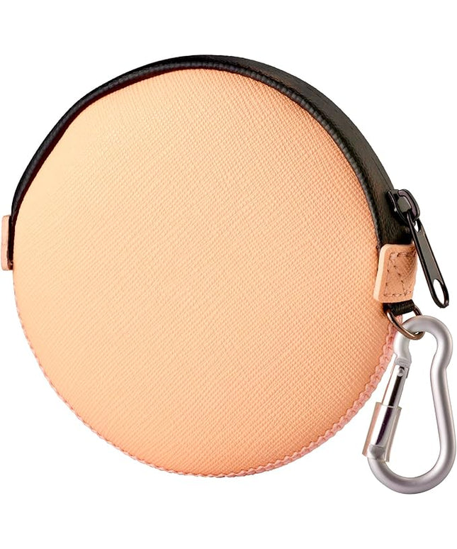 OneJoy Mini Round Coin Purse with Clip on, Lightweight Waterproof Zipper Pouch for Earbuds, Keys, Coins, Compact Travel Storage Case for Women & Men, Xmas Gift [ Peach ]