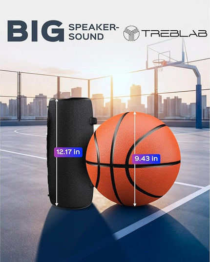 TREBLAB HD-Max Portable Bluetooth Speaker, 60W Loud Stereo Sound with Deep Bass, IPX7 Waterproof Outdoor Speaker, 20H Playtime, Powerbank, RGB Party Lights