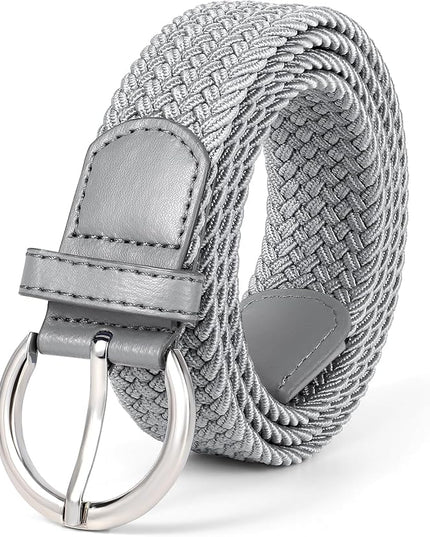 JASGOOD Women Men Braided Woven Elastic Stretch Belt Golf Canvas Casual Belt for Jeans Pants