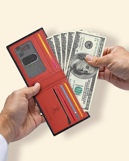 Oak Leathers Slim Leather Wallet for Men - RFID Wallets Credit Card Holder Ultra Thin Gift for Mens, Front Pocket Minimalist Design