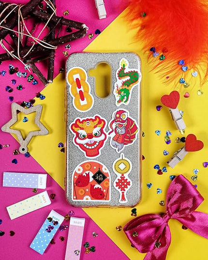 BulbaCraft 100Pcs Lunar New Year Stickers Laptop Decals, Gifts for Women & Men