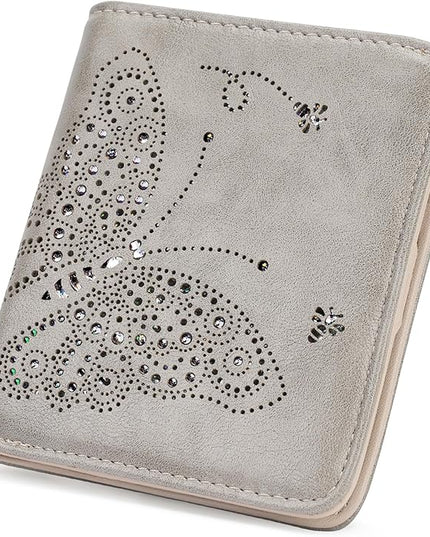 KITEVIUN Small RFID Wallet Women Ultra Thin Slim Womens Wallet Mini Compact Bifold Pocket Ladies Wallets for Women GRAY