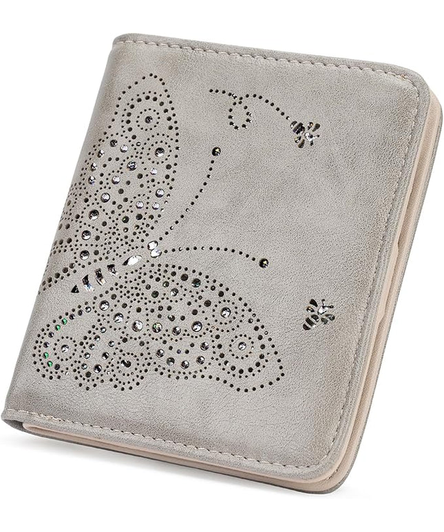KITEVIUN Small RFID Wallet Women Ultra Thin Slim Womens Wallet Mini Compact Bifold Pocket Ladies Wallets for Women GRAY