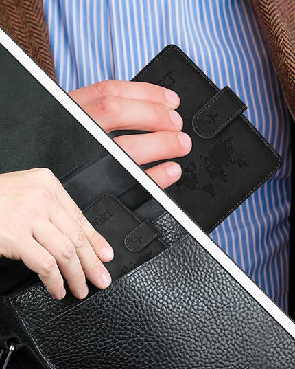 Passport Holder for Travel Essentials, Passport Wallet Cover Case for Travel Must Haves Accessories,Passport Book Holders for Women and Men BLACK (BLACK)