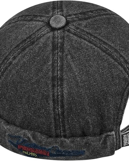 Croogo Denim Docker Hat Fashion Brimless Beanie Hat Retro Worker Skull Cap Rolled Cuff Sailor Cap Hip Hop Dancing Watch Cap