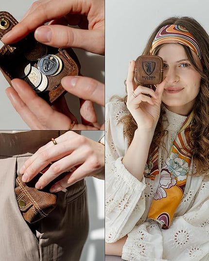 Berliner Bags Vintage Genuine Leather Coin Pouch Lena, Change Purse for Women and Men, Coin purse with snap - Brown