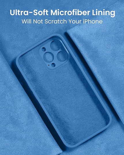 FireNova Designed for iPhone 16 Pro Case, Silicone Upgraded [Camera Protection] Phone Case with [2 Screen Protectors], Soft Anti-Scratch Microfiber Lining Inside, 2024, Blue