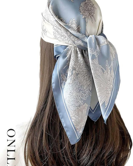 100% Mulberry Silk Scarf for Women Hair Lightweight Square Neckerchief Wrap For Head Scarves 21"